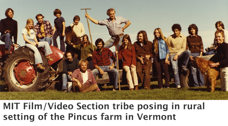 MIT Film-Video Section tribe posing in rural setting-
